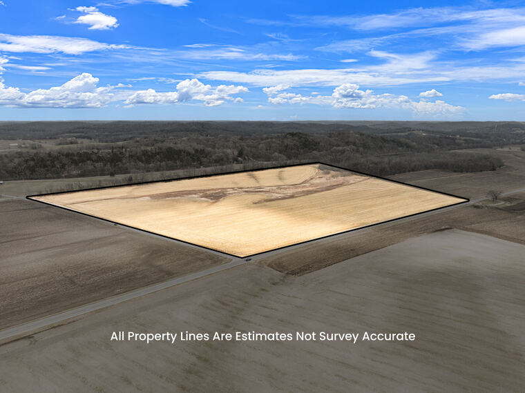 Aerial view of open acreage with property lines outlined